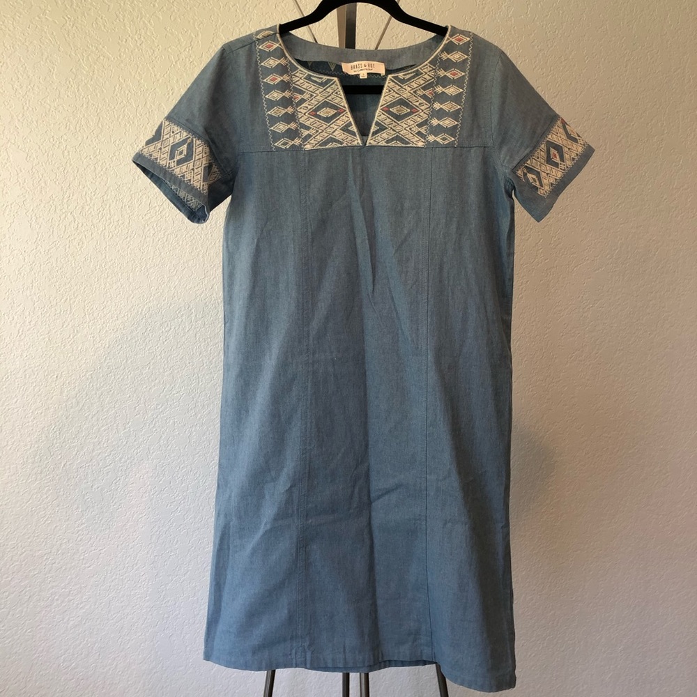 Embroidered Denim Dress